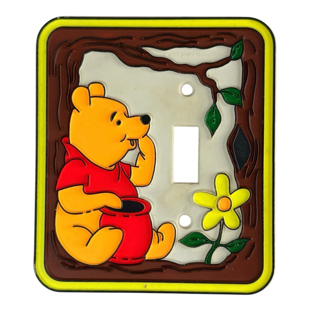 Vintage 1970s Winnie the Pooh Light Switch Cover 1 Toggle Wall Plate Disney 70s